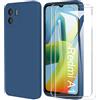 MOONESS Cover per Xiaomi Redmi A2 / Redmi A1 4G Custodia,Con 2 Pellicola Vetro Temperato Morbida Sottile Liquid TPU Case per Xiaomi Redmi A1 / A2 4G - Blu