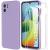 MOONESS Cover per Xiaomi Redmi A2 / Redmi A1 4G Custodia,Con 2 Pellicola Vetro Temperato Morbida Sottile Liquid TPU Case per Xiaomi Redmi A1 / Redmi A2 4G - Viola