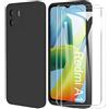 MOONESS Cover per Xiaomi Redmi A2 / Redmi A1 4G Custodia,Con 2 Pellicola Vetro Temperato Morbida Sottile Liquid TPU Case per Xiaomi Redmi A1 / Redmi A2 4G- Nero