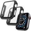 OFFCUP 2 Pezzi Nero Cover per Apple Watch Series 9 (2023) / Series 8 / Series 7, 45mm con Vetro Temperato, Copertura Completa Custodia Rigida HD Clear Pellicola Protettiva