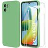 MOONESS Cover per Xiaomi Redmi A2 / Redmi A1 4G Custodia,Con 2 Pellicola Vetro Temperato Morbida Sottile Liquid TPU Case per Xiaomi Redmi A1 / Redmi A2 4G - Verde