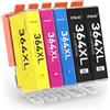 INK4U 364XL Compatibili Cartucce d'inchiostro Sostituzione per HP 364 XL per Photosmart 5520 5510 5522 6520 7520 6510 Deskjet 3520 3070A Officejet 4620 4622 (2 Nero,1 Ciano,1 Magenta,1 Giallo) 5-Pack