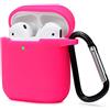 KOKOKA Custodia in Silicone da Appendere Compatiblile con AirPods 2 & 1, Custodia Protettiva per AirPods, Airpods Case Cover LED Anteriore Visibile Moschettone Portachiavi, Watermelon Red