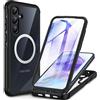 CENHUFO Magnetica Cover Samsung A55 5G, Custodia Samsung A55 5G Antiurto 360 Gradi con Protezione Schermo Vetro Temperato, Rugged Doppia Faccia Case Fronte Retro Cover Samsung Galaxy A55 5G -Nero