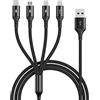 UZAHSK Multi USB Cavo di Ricarica, 1.2m 4 in 1 Multiplo Cavetto Micro USB Tipe C Nylon Intrecciato Cavo di Ricarica per Phone 7/8/Xs/12/11/13/Samsung/Huawei/Xiaomi/Google Pixel/Tablets. (Black)