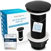 Bächlein Sifone di scarico universale universale extra lungo senza troppopieno (nero opaco), valvola pop up per lavabo