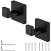 TIANLIN Set 2 Ganci Accappatoio Bagno da Forare, Porta Accappatoio da Bagno Nero Opaco in Acciaio Inox 304, Montaggio Nascosto con Strumenti di Installazione, per Bagno, Cucina, Camera da Letto