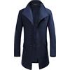 YOUTHUP Cappotto da Uomo Invernale in Lana Spessa Trench Cappotto di Media Lunghezza Slim Fit Imbottito Caldo Casual Peacoat, Grigio(Disegno 1), XS