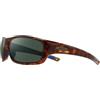 Revo Occhiali da sole Jasper: lente in cristallo polarizzato con grande cornice rettangolare avvolgente, montatura tartaruga con lente verde fumo