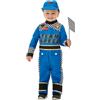 SMIFFYS Costume da pilota da corsa per bambini, Blu, con tuta, cappello e bandiera