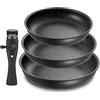 Fadware Set di Padelle Antiaderenti in Ceramica, Padella Antiaderente con Manico Removibile, Padelle Induzione per Camper e Cucina Piccola, Impilabili, Adatto per il forno, Senza PFAS, 20 + 24 + 28 cm