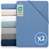 Dreamzie - Set di 2 Lenzuola con Angoli Matrimoniale 200x200 cm | Blu Ceruleo · Biancheria da Letto · Microfibra · 30 cm di Altezza · Ultra Morbide · Oeko-TEX · Traspiranti · Senza Stiro