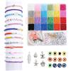 Wenrescry Kit di Perline per Braccialetti - 24 Colori, 7800 Perline di Vetro, Lettere e Accessori Completi per Bigiotteria Fai Da Te