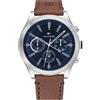 Tommy Hilfiger Orologio Analogico Multifunzione al Quarzo da Uomo con Cinturino in Pelle Marrone - 1791741