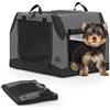 Petsfit Trasportino per Cani Auto, Kennel Cane piccolo Auto Design Inclinato Adatto per Il Sedile Posteriore e Il Bagagliaio, Gabbia per Cani da Auto, con Telaio in Tubo di Acciaio