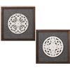 DRW Set di 2 scampoli di Legno Traforati su Telaio Bianco 50 x 50 x 3 cm, 50x50x3cm