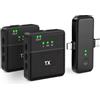 VOVIGGOL Microfono Lavalier Wireless per iPhone iPad Androide e Fotocamera, 2,4 GHz No Bluetooth Microfono Smartphone Microfono Telefono Mini Mic Senza Fili per Registrazione Video TikTok YouTube Facebook