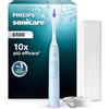 Philips Sonicare 6100, spazzolino elettrico sonico con 2 modalità di spazzolamento e 3 livelli di intensità, avviso di pressione, EasyStart, SmarTimer, azzurro, modello HX7406/02 [Nuova tecnologia]