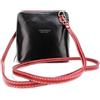 Generic Borsa a tracolla da donna vera pelle italiana in vera pelle, nero/rosso, small