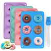 LHOEST 5 Pezzi Stampo Ciambelline, Stampo Ciambella Silicone Antiaderenti, Stampo per Ciambelle con Pennello da Cucina per Donuts Baking Biscotti Muffin, Donut Moulds