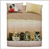Bassetti Completo Letto Copriletto Singolo Linea Natura 100% Cotone Made in Italy 1 Lenzuolo Piano (con Balza da 40cm), 160x280cm 1 Lenzuolo con Angoli 90x200cm e 1 Federa 50x80cm (Dogs & Cats)