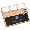 Maverton Tagliere per formaggio e salumi - rettangolare - piatto da formaggio - in ardesia e bambù - incisione personalizzata - set 3 posate - pensiero speciale anniversario - amore