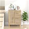 Tidyard Credenza Rovere Sonoma Con Ante e 3 Cassetti, Mobile Soggiorno Cucina, Armadio Multiuso, Madia 69,5x34x90 cm