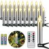 FREEPOWER 20 Candele LED Albero di Natale con Telecomando Timer Fiamma Tremolante, Senza Fili, Luce Bianca Calda, Dimmable, Interni Esterni Impermeabili, Decorazioni Natalizie（Include 20 batterie）