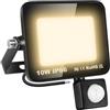 RIGIDON 10W Faretto LED con Sensore di Movimento, 1000 LM Proiettore Faro Led Esterno 3000K Bianco Caldo Luci di Sicurezza, IP66 Impermeabile Faretti LED per Giardino Garage Patio Terrazza Cortile