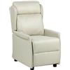 Totò Piccinni Poltrona CADICE Relax Reclinabile Push Back con Poggiapiedi Imbottita Confortevole (Ecopelle Panna)