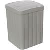 Inbagno Pattumiera Bagno con Coperchio Ribaltabile, capacità 10L, Colore Grigio in Polipropilene, Senza BPA, Effetto Legno, Linea Buzz (Grigio)