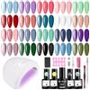 GELFAVOR Kit Semipermanente Unghie con Lampada 48w UV/LED Set, Smalto Semipermanente Blu Viola Rosa Verde Rosso Professionale Completo UV LED Soak-Off Smalti Gel per Unghie Mini