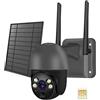 SACUMURT Telecamera con SIM 4G Da Esterno, Videocamera Sorveglianza Senza Fili con Batteria Pannello Solare, Visione Notturna Colorata, Rilevamento Del Movimento, Conversazione Bidirezionale, Impermeabile