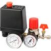 Opaltool Monofase Regolatore della valvola di controllo del pressostato della pressione del compressore d'aria da 72,5 a 175 psi 220 V per il controllo della pompa del compressore d'aria con manometri