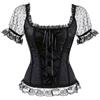 AYAZER Camicie Vintage Gotiche vittoriane da Donna Lolita Stretch Top in Bianco e Nero Steampunk 6XL Camicie estive da Donna Taglie Forti-Camicia Nera-XL