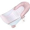Ingenuity FoldAway 2-Position Bagnetto, seggiolino da bagno per bambini regolabile a 2 posizioni per lavandino o vasca da bagno, età 0-6 mesi, fino a 9 kg, Rosa