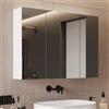DICTAC Specchio Bagno Contenitore con Mensola Regolabile 80x60x16cm Armadietto Bagno con 3 Ante Specchio,Mobilettto da Parete,Mobiletto Bagno Sospeso con specchio,Bianco