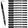 newatty 12 Pennarelli Neri Punta Fine, Doppia Punta Pennarelli Indelebili Neri Marcatori Permanenti Fineliner Set Pigment Liner Pen Marcatori Permanenti Penne per Vetro Legno Pietra Disegno Sketching
