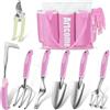 Artcome Set di attrezzi da giardino da 9 pezzi, kit completo di attrezzi da giardino con 7 attrezzi da giardino, borsa e guanti, set uniforme rosa, set di attrezzi da giardino con impugnatura morbida