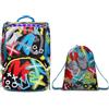 SJ Gang Zaino Scuola SJ GANG BIG - GLITZLED BOY - Zaino Estendibile Doppio Scomparto - FLIP SYSTEM e LED LUMINOSO - Giallo + Sacca Scuola e Sport