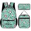 SweetJECCU Zaino personalizzato Farfalla con Lunch Box e Astuccio Set, Personalizzato Set di 3 Zaini Scuola, Panda-5, Large, Zaino con portapranzo