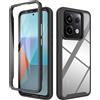 ESTH® Cover per Xiaomi Redmi Note 13 Pro 5G/Xiaomi Poco X6 5G Custodia in Silicone a Antiurto 360° con Protezione dello Schermo, Rugged Doppia Bumper Trasparente Case Integrale Cover, Nero
