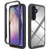 ESTH® Cover per Samsung Galaxy A55 5G Custodia in Silicone a Antiurto 360° con Protezione dello Schermo, Rugged Doppia Bumper Trasparente Case Integrale Cover, Nero