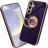 Nuxiady Custodia per Samsung Galaxy A55 5G Antigraffio Antiurto Case 360° Ring Kickstand Magnetica Anello Supporto Bumper Cover per Galaxy A55, Viola scuro