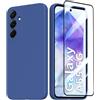 Namenand Cover Compatibile con Samsung Galaxy A55 5G con Vetro Temperato,Custodia Silicone tpu Liquida Flessibile Protettiva Case - Blu