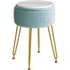 IBUYKE Velluto Stoccaggio Poggiapiedi Sgabello Ottomano, Trucco Vanity Sgabello Tavolino con Gambe In Acciaio Dorato Rimovibile Copertura, Tavolino da Caffè Top Cover, blu