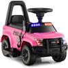 COSTWAY Auto Elettrica per Bambini, Auto della Polizia Giocattolo con Clacson Luce di Avvertimento e Suono della Sirena, Velocità 3 km/h, per Bambini 18-60 Mesi (Rosa)