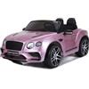 FINOOS Macchina Elettrica per Bambini, 12V Bentley Continental con 2 Potenti Motori, Veicolo Elettrico, Telecomando/ 2+1 velocità/Sistema di sospensione/Clacson/LED/Musica ROSA