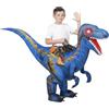Spooktacular Creations Costume Gonfiabile da Dinosauro per Bambini, Costume Gonfiabile da T-rex cavalcabile con Stampa Digitale Occhi Luminosi a LED (Blu, Piccolo)