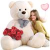 MorisMos Orso Peluche Gigante 150cm, XXL Giganti Orsacchiotto Orsetto di Peluche Grande Morbido Avorio, Carini Regalo per Lei Donna Fidanzata Bambini Ragazze Compleanno